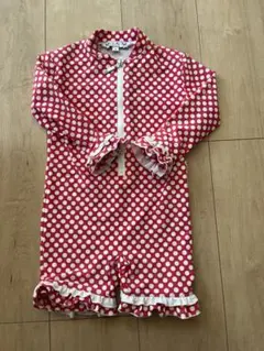 赤白水玉フリルラッシュガード 95cm未満