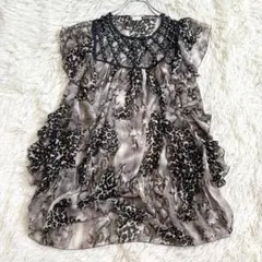 6707 美品✨レオパード柄シアーノースリーブブラウス M相当 フランス製 派手