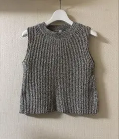 Spick and Span ミックスヤーンクロップドニット グレー ブラック