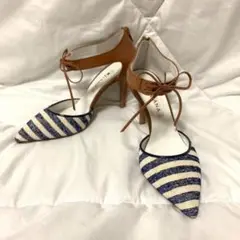 極美品!DIANA パンプス ハイヒール ボーダー柄 サイズ22.5cm 日本製