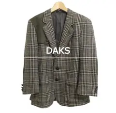 美品 DAKS グレンチェック柄 エルボーパッチ 2B テーラードジャケット
