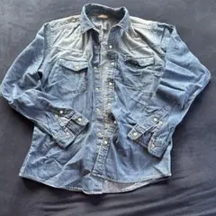 GU デニムシャツ 長袖 デニムブルー L