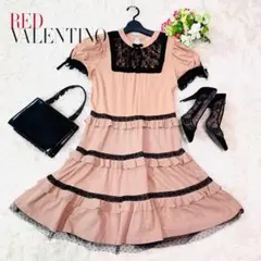 RED VALENTINOフリルワンピース レッドヴァレンティノ レース切り替え
