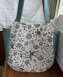 花柄トートバッグ 青緑