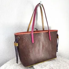 ETRO　エトロ　トートバッグ　ショルダー　ペイズリー柄　バイカラー　レザー