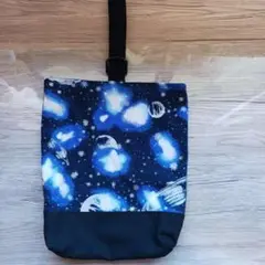 上履き入れ(シューズバッグ)　銀河　宇宙　青色