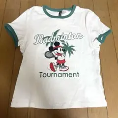 H＆M ディズニーコラボ ミッキー テニス M ミニTシャツ 緑