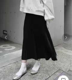 コーナーズ ニットプリーツスカート 黒 XL