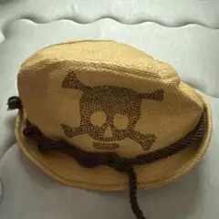 ドクロデザイン 麦わら帽子 58cm ハット帽