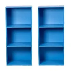 【送料無料】新品カラーボックス3段 2個セット(ブルー) カラーボックス