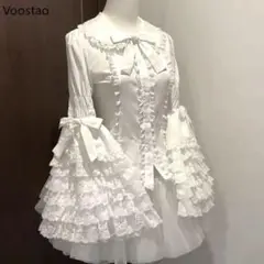 ブラウス ロリータ レース 白 丸襟
