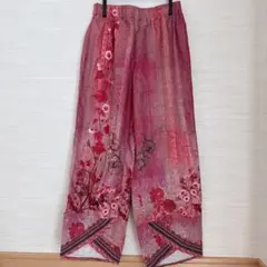 SHEIN 花柄 ピンク レッド 赤 ステテコ テロテロ素材 Mサイズ