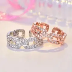 【2点セット】 レディース ペア リング ピンク シルバー ジルコニア 指輪
