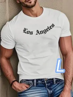 【速乾ドライT】白・Lサイズ《Los Angeles》通気性●╋サイズ■大人のT