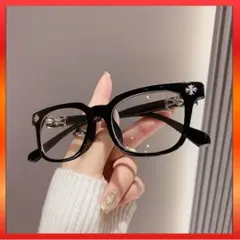 伊達メガネ サングラス シルバー ブラック クロム メガネ リム Ik35