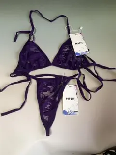 パープルレースブラジャーショーツセット