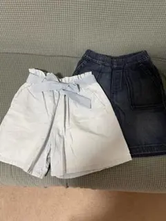 美品含むユニクロ　デニム　ハーフパンツ　キュロット　ショートパンツ　130サイズ