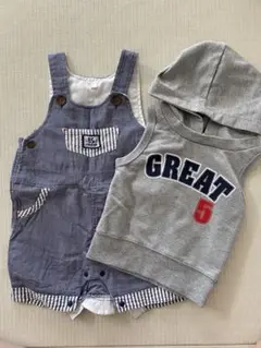 オーバーオールとタンクトップセット　80 夏　秋　服 ベスト　肌寒い時期