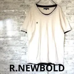 [R. NEWBOLD] Tシャツ ホワイト/ブラウン Mサイズ