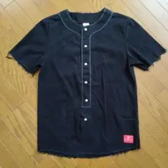 CROOKS＆CASTLES ベースボールシャツ 切りっぱなし カットオフ L