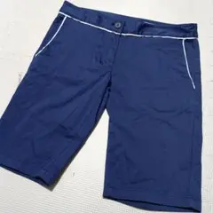 良品レディースM★LACOSTEネイビー ショートパンツ ホワイトパイピング