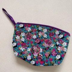 【新品未使用】ベトナム 花柄布製ポーチ ビーズ刺繍 アジア 小物入れ