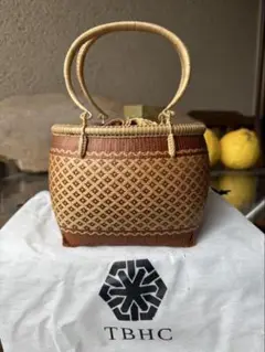 【新品】プラニー工房　（タイ伝統竹細工センター）　バンブー　竹　カゴバッグ 新品【タイ王室御用達】高級 プラニー工房 かごバック 着物 竹