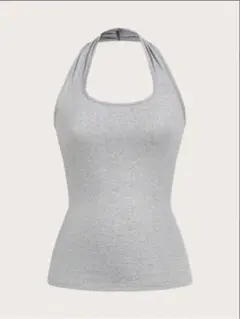 SHEIN レディース ノースリーブ タンクトップ フィット ライトグレー