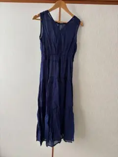 【美品】ネイビー　リゾートワンピース　ノースリーブ