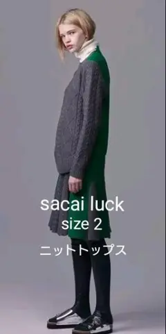 Sacai luck☆ファイナルコレクション☆グレー✕グリーンニット