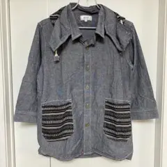 取り外し可能フード付　デニムシャツ
