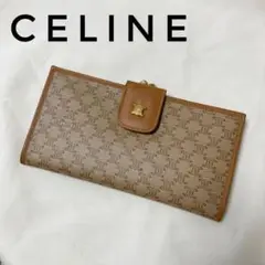 セリーヌ CELINE 美品 マカダム がま口 トリオンフ 長財布 総柄 レザー