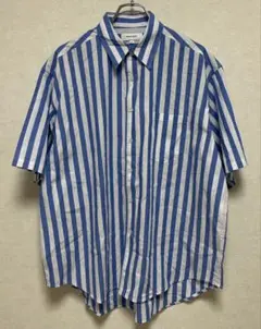 新品 MONO-MART モノマート 青白ストライプシャツ 半袖 メンズ M