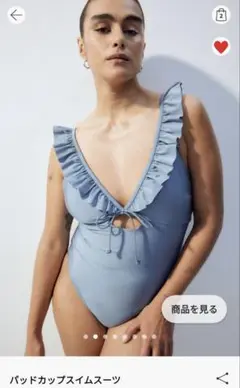 【H&M】新品試着のみタグ付きフリルライトブルーのワンピース
