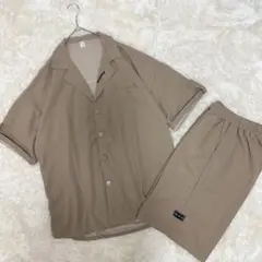 【新品】　残り僅か！　ベージュ　半袖シャツ×ハーフパンツ　セットアップ　XXL