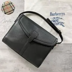 【美品】バーバリー ハンドバッグ ノバチェック シャドーホース レザー 黒