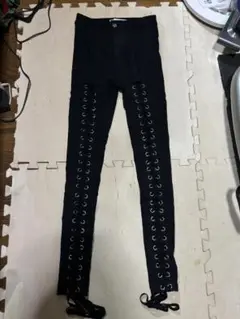 レースアップスキニー　ブラック
