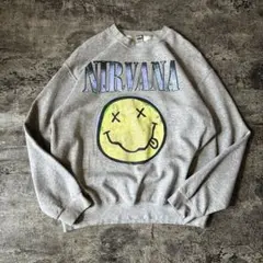 NIRVANA ニルヴァーナ スマイルロゴ バンドスウェット グレー　メンズ古着
