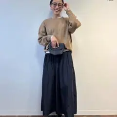 ユニクロ ボリュームギャザースカート(ネイビー )(M)