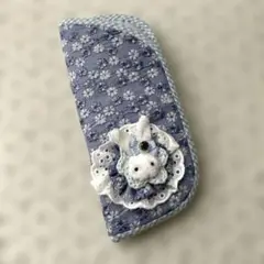 ⑥ うさぎちゃん付き メガネケース ハンドメイド