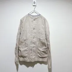 【レリューム】メンズ　ベージュ ノーカラージャケット　サイズ1 綿100%