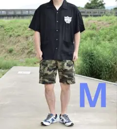 Mサイズ　PUNK DRUNKERS 2FACE開衿シャツ