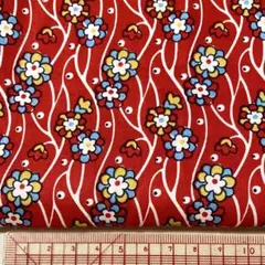 リバティ　タナローン　花柄　レッド　65c×1M