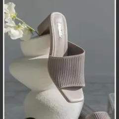 【SUSTAINABLE】アシンメトリーニットミュールサンダル