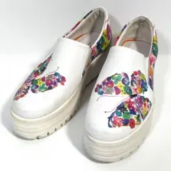 【良品】エスタシオン アート 厚底本革スリッポン 23.5cm