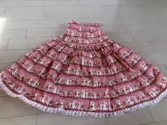 ハンドメイド　ウサギ柄ピンクノースリーブワンピース