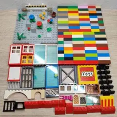 【匿名】LEGO 基礎ブロック 100個 ドア 屋根 お花 お家つくり レンガ