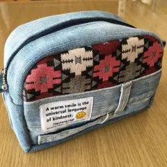 リメイクデニム幾何学模様ミニミニバッグ＊ショルダーストラップでポシェットにも♡