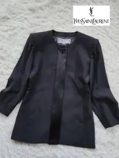 美品　イヴサンローラン　ノーカラージャケット　ブラック