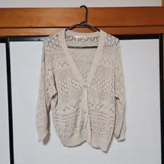 透かしレースカーディガン